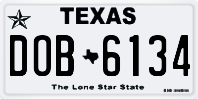 TX license plate DOB6134