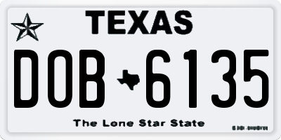 TX license plate DOB6135