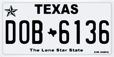 TX license plate DOB6136