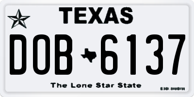 TX license plate DOB6137
