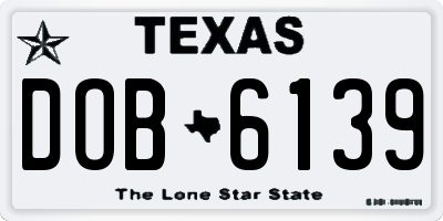 TX license plate DOB6139