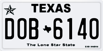 TX license plate DOB6140