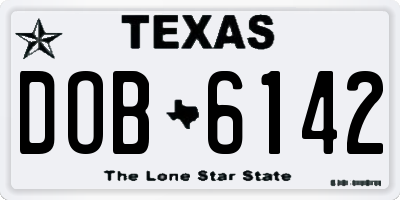 TX license plate DOB6142