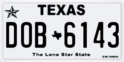TX license plate DOB6143