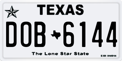 TX license plate DOB6144