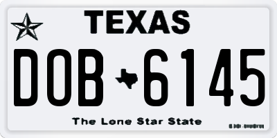 TX license plate DOB6145