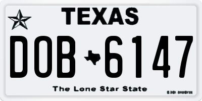 TX license plate DOB6147