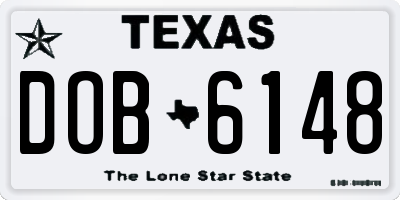TX license plate DOB6148