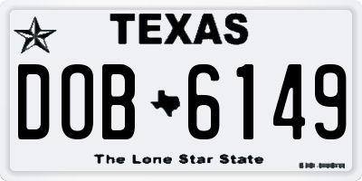TX license plate DOB6149