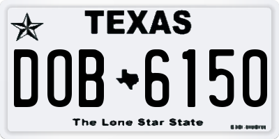 TX license plate DOB6150