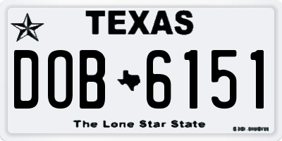 TX license plate DOB6151