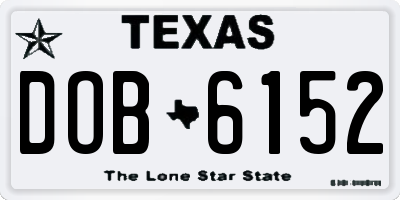 TX license plate DOB6152
