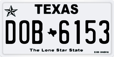 TX license plate DOB6153