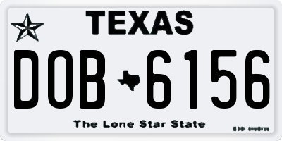 TX license plate DOB6156