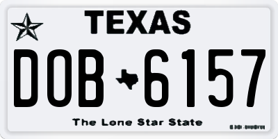 TX license plate DOB6157