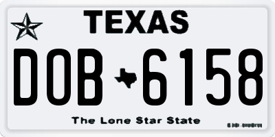 TX license plate DOB6158