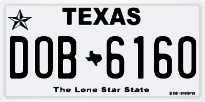 TX license plate DOB6160