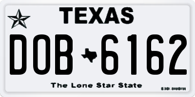 TX license plate DOB6162