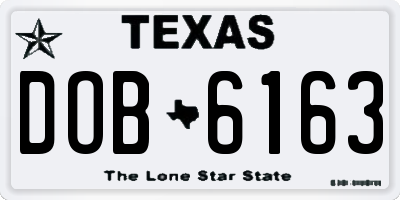 TX license plate DOB6163