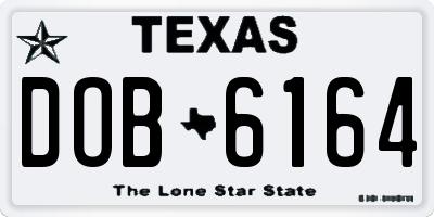 TX license plate DOB6164