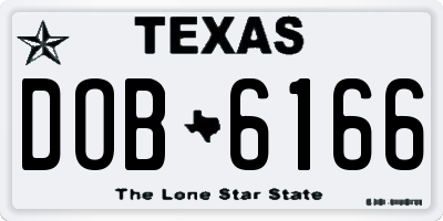 TX license plate DOB6166