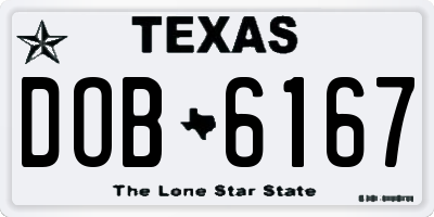 TX license plate DOB6167