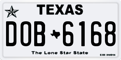 TX license plate DOB6168