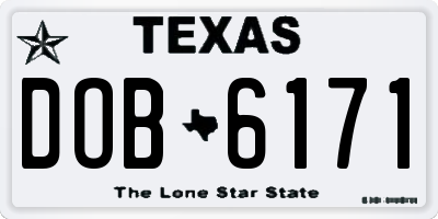 TX license plate DOB6171