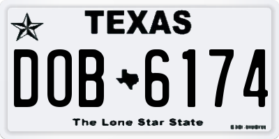 TX license plate DOB6174
