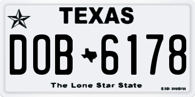 TX license plate DOB6178