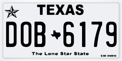 TX license plate DOB6179