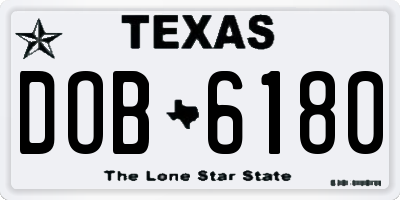 TX license plate DOB6180