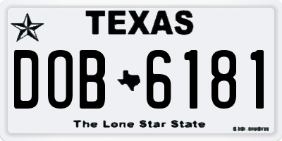 TX license plate DOB6181