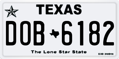 TX license plate DOB6182