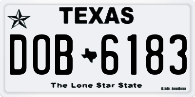 TX license plate DOB6183