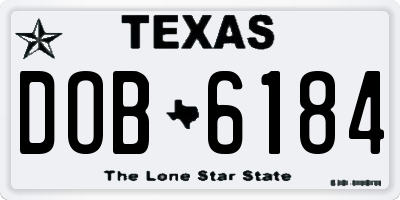 TX license plate DOB6184
