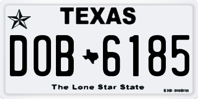 TX license plate DOB6185