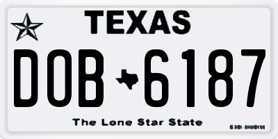 TX license plate DOB6187