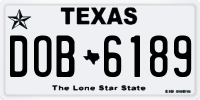 TX license plate DOB6189