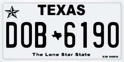 TX license plate DOB6190