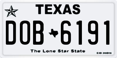 TX license plate DOB6191