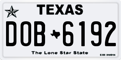 TX license plate DOB6192