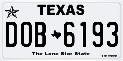 TX license plate DOB6193