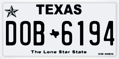 TX license plate DOB6194