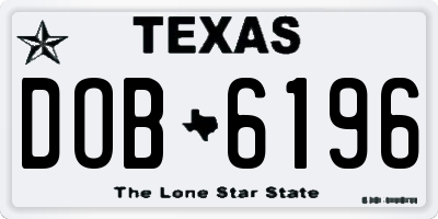 TX license plate DOB6196