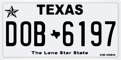 TX license plate DOB6197