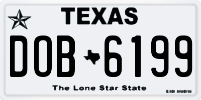 TX license plate DOB6199