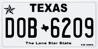 TX license plate DOB6209