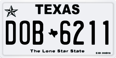 TX license plate DOB6211