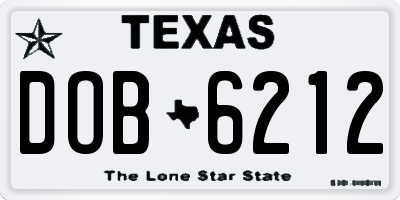 TX license plate DOB6212